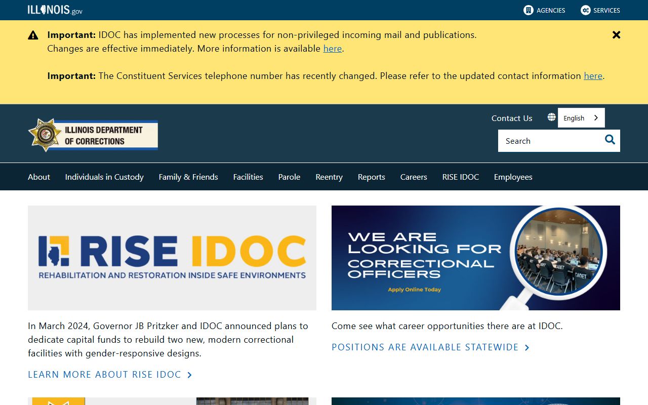 Illinois inmate population IDOC home page