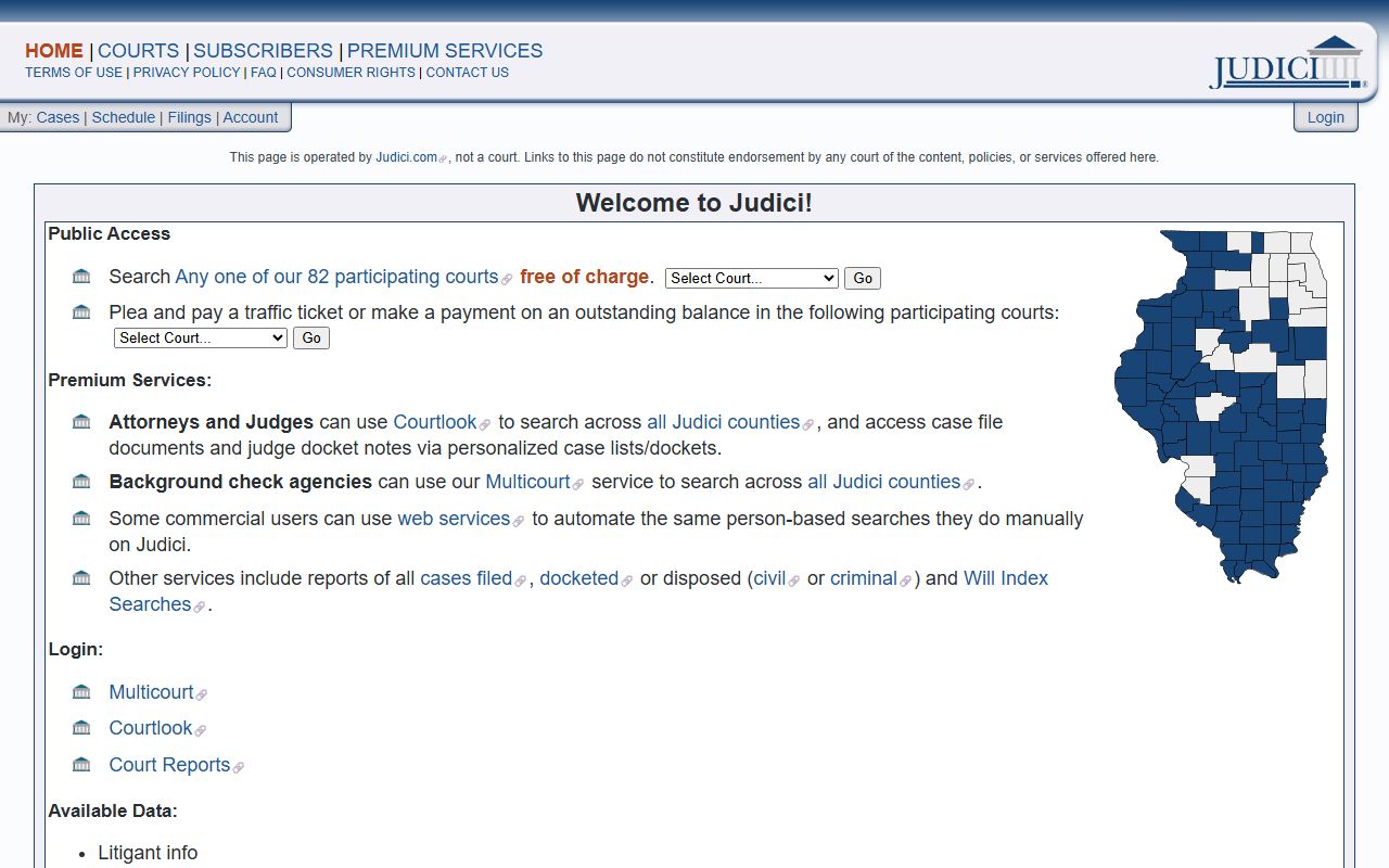 Illinois court records after jail arrest Judici portal